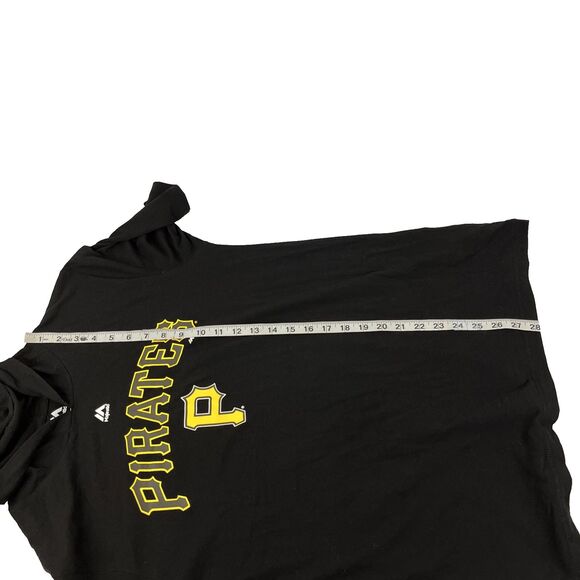 Mens Majestic Pittsburgh Pirates Lightweight T-Shirt Hoodie Size Medium Black - Picture 6 of 7